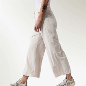 Athleta Wide-Leg Cropped Pants in Light Cream